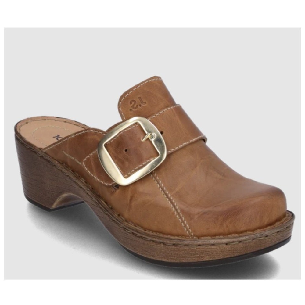Josef Seibel Brown Leather Clog Mule Shoes Buckle Slip On Women‎ Size 40 US 9.5